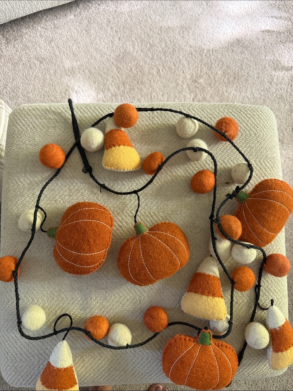 Fall Autumn Pumpkin & Candy Corn Felt Garland - Orange and Cream fall colors